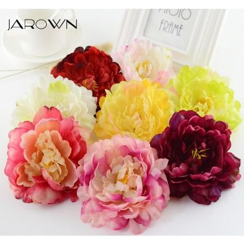 JAROWN Artificial Core Peony Flower Head Silk Flower DIY Wedding Flower Wall Background Decoration Silk Flores Home Party Decor