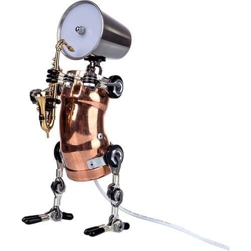 3D Steampunk Metal Robot Table Lamp Model Handmade Assembled Crafts For Home Decor - Sax Bill /Vocal Mick/ Trumpet George