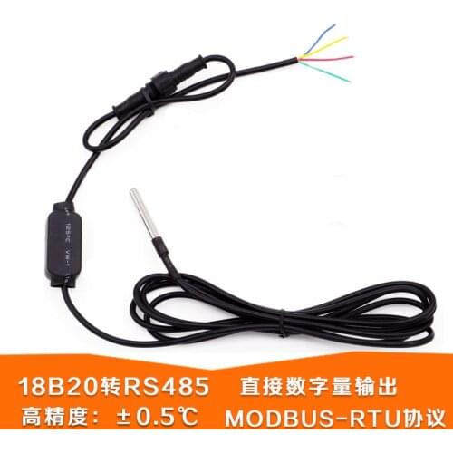 DS18B20 temperature acquisition module transmitter industrial high-precision MODBUS RS485 temperature sensor SCM PLC 1.5M Sensor