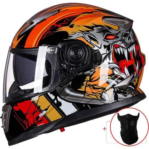 Winter White dinosaurs GXT Double lens Full Face Motorcycle Helmet ,men moto motorbike helmet with Built-in lens can be hidden
