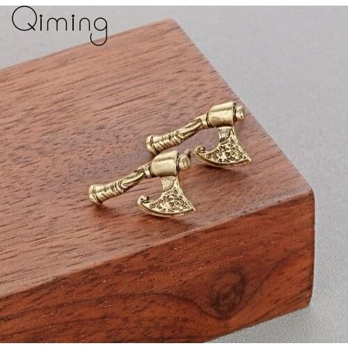 Punk Axe Mens Earrings Hammer of Thor Retro Trendy Style Torque Kolovrat Viking Vintage Jewelry Women Stud Earrings Gift