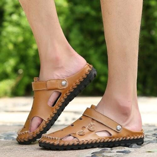 Deportivas erkek 2020 sandel for sandals sandalle beach masculino rubber verano work leather sandalias men sandalia sandles de