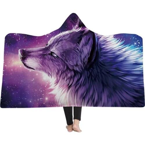 Soft Hooded Blanket Throw Winter Home Sofa Warm Plush Cloak 3D Printing Blankets Home Bedding