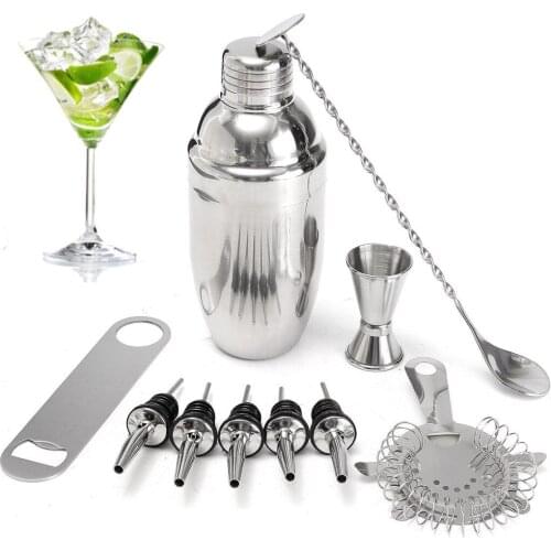 New 10Pcs Cocktail Shaker Set With Jigger Mixer Bar Drink Bartender Tool Accessories