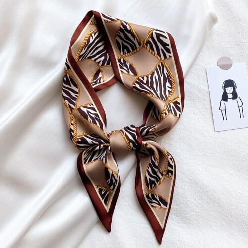 2021 New Luxury Women Scarf Fashion Silk Bag Tie Zebra-stripe Printed Hair Band Elegant Long Dress Decoration Neck Wraps