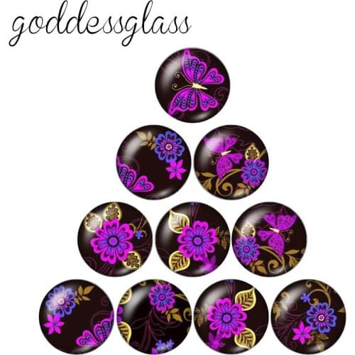 New Beauty Flowers 10pcs 12mm/18mm/20mm/25mm Round photo glass cabochon demo flat back Making findings ZB0514