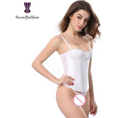 Wholesale Women Body Shaper Waist Slimming Appliques Shapewear White Bodysuit Bridal Bustier Spaghetti Straps Corsets 862