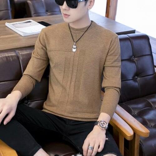 Autumn and Winter Sweater Mens round Neck Sweater Solid Color Casual Bottoming Shirt Mens Fashion Knitted Pullover