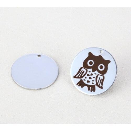 20pcs/lot 25mm High Quality New Arrival Stainless Steel Engraved Charms "Animal Owl" For Diy Jewellery Making