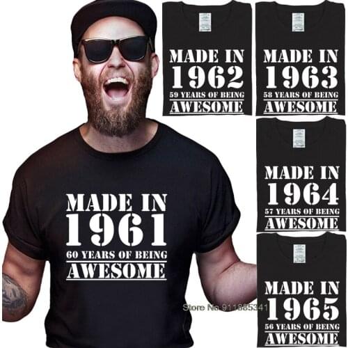 Family Casual Born In 1961 T-Shirts Grandad Birthday Gift 1962 1963 1964 1965 Cheap Vintage Cotton O-Neck Men T Shirt Tops Tees