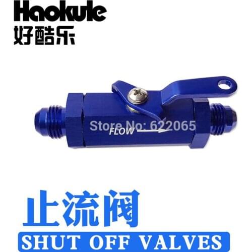 PERFORMANCE AN4-AN4/4AN-4AN SHUT OFF VALVES ALUMINUM HOSE END BLUE