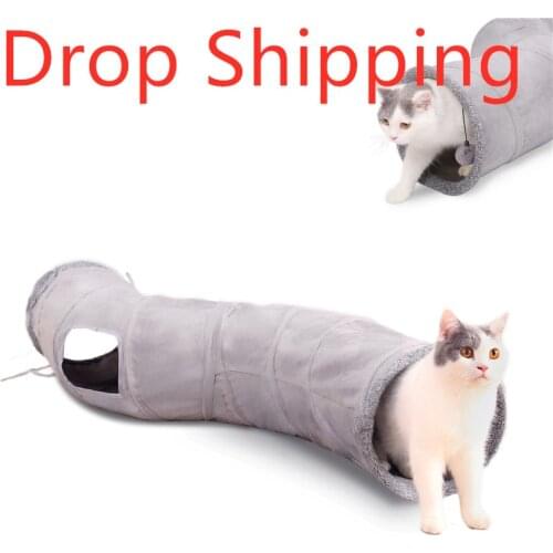 Drop Shipping Suede Material Collapsible Cat Tunnel Kitten Play Tube for Large Cats Dogs Bunnies With Ball Fun Cat Toys