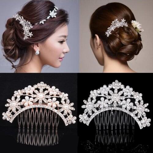 Bride Hair Comb 2021 Beauty Hairpin With Rhinestone Pearl Hair Clip Charm Headwear Ladies Headdress Wedding Jewelry Accessories