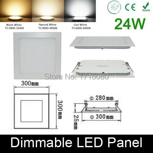 Thickness Dimmable 24W LED panel light 300* 300mm flat square LED Recessed ceiling light 4000K for home luminaria lighting lamp
