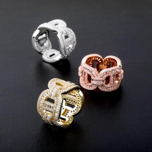 Hip Hop Claw Set AAA CZ Stone Bling Ice Out Pig Nose Finger Rings for Men Women Unisex Rapper Jewelry Gift Drop Shipping