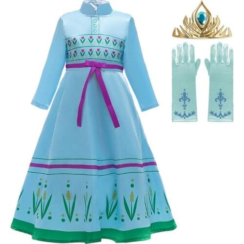 VOGUEON Girls New Anna Elsa 2 Nightdress Long Sleeve Snow Queen Halloween Dress Up Princess Costume Carnival Party Nightgown
