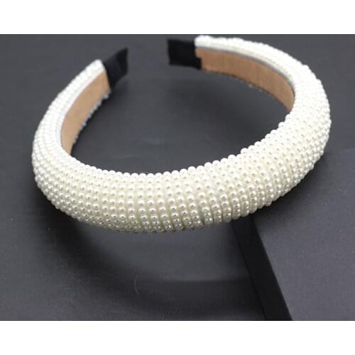 Little Pearl Fashion Hair Accessories beaded exaggerated sponge hair hoop ladies street shooting travel pearl hair 715
