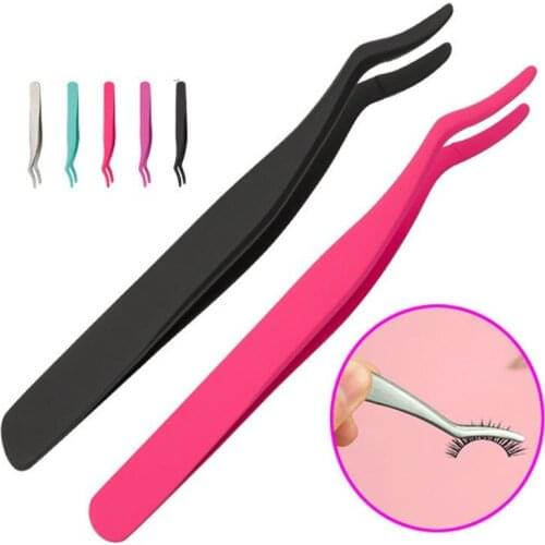 1pc False Eyelash Tweezers False Eyelashes Applicator Stainless Steel Eyelash Extension Curler Nipper Clip Clamp Makeup Tools