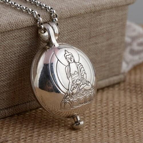 100% 925 Silver Tibetan Buddha Gau Box Pendant Buddhist Medicine Buddha Green Tara Manjushri Buddha Pendant Tibetan Buddha Box