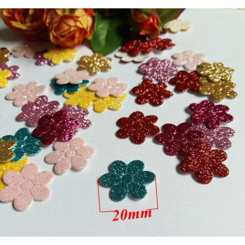 50PCS Colored Glitter Flower applique clothes patch hair accessories diy craft Supplies Decorations DIY Craft Home Decor