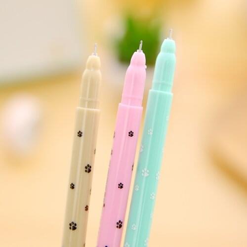 12 Pcs Korean Creative Cute High Base Cat Gel Pen Student Gel Pen Stationery Wholesale