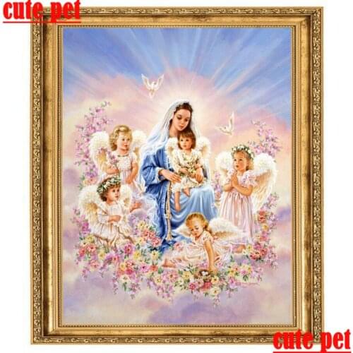 DIY Child handmade 5D angel diamond cross stitch Mosaic 100% Resin home decorative square drill round diamond painting cute pet