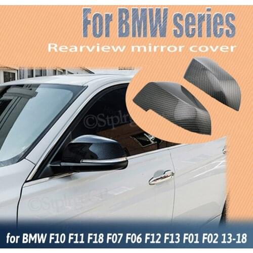 Car Styling 2pcs Carbon Fiber Pattern Side Mirror Cover Caps Replacement for BMW 5 6 7 Series F10 F11 F18 F07 F06 F12 F01 F02