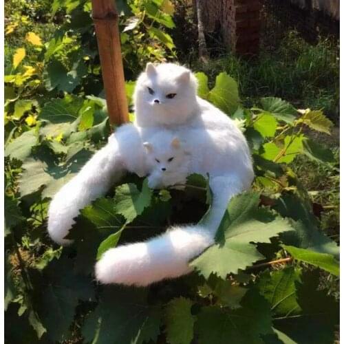 Big simulation fox toy polyethylene & furs fox mother&baby model gift about 47x17cm 2066