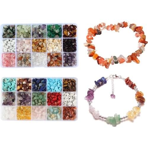 Natural Chip Stone Beads, Multicolor Gemstone Chips Beads, Crystal Loose Rocks Bead with Hole for Jewelry Making Crafting