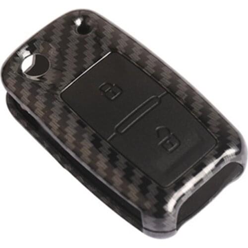 Carbon Fiber 2 Buttons Car Flip Key Cases for Volkswagen VW Amarok Polo Golf Mk4 Mk5 Bora Jetta Seat Altea Alhambra Key Cover