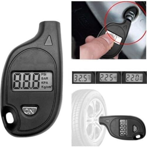 1Pc Tyre Air Pressure Gauge Digital LCD Display Keychain Tire Air Vehicle Motorcycle Car-detector Pressure Gauge Black