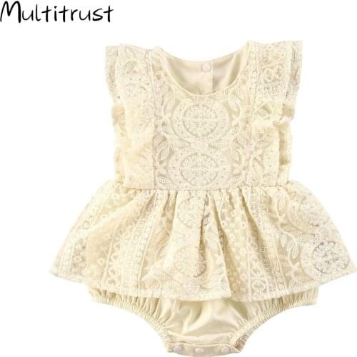 Boutique Baby Princess Clothes Infant Newborn Baby Girls Sleeveless Lace Bodysuit 2020 Summer Clothes Size 0-2T