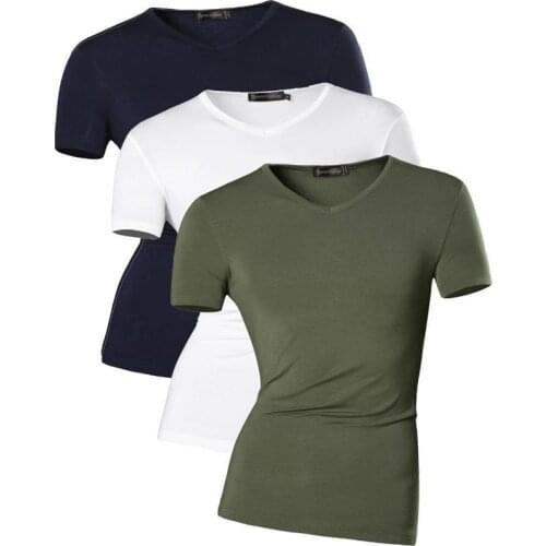 Sportides 3 Pieces/Pack Men Summer Casual Basic Top T-Shirt Slim Fit Short Sleeves Designer USA Size AMA003 PackF