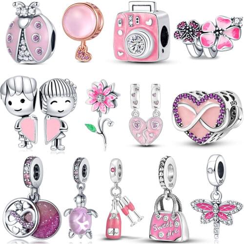 Hot Sale Cute Cat Charm Bead Fit Original Design Bracelets Dangle 100% Real 925 Sterling Silver DIY Jewelry Making