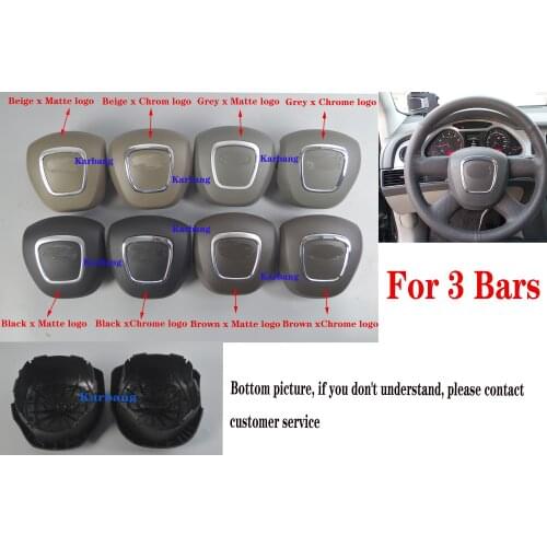 For 3 Bars A4 A5 A6 A8L Q5 Q7 2007-2012 Steering Wheel Horn Cover Center Speaker Panel+Emblem OEM Replacement Car Accessory