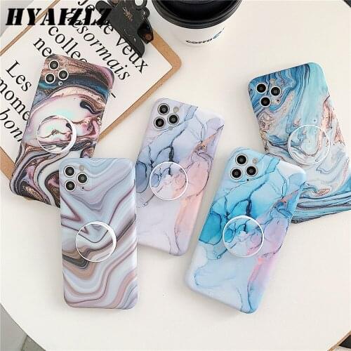 Matte Marble Case for iPhone 11 Pro Max XS XR X 6 7 8 Plus SE2020 Back Cover Folding Stand Luxury Soft IMD Funda Protect Coque
