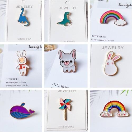 Cute Bunny Flamingo Coconut Tree Popsicle Fruit Brooch Denim Coat Backpack Lapel Pin Badge Cute Animal Jewelry Gift