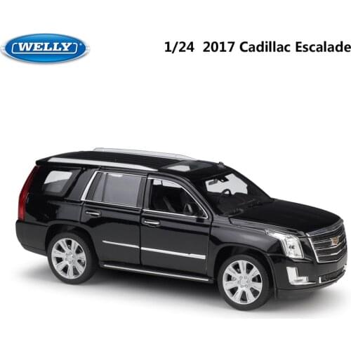 WELLY Diecast 1:24 Simulator Alloy Model Car 2017 Cadillac Escalade SUV Metal Cars Toys For Children Gift Collection Decoration