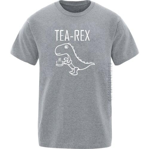 Hot Sale Tea Rex Print Mens t-shirts Funny Harajuku crew neck solid color Graphic Tshirt 2020 hip hop 100% cotton Homme