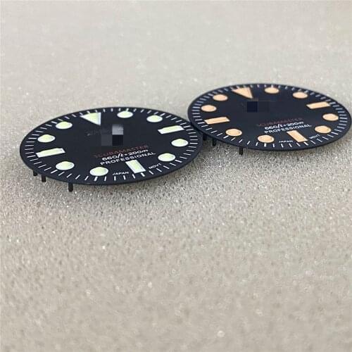 Replacement No Calendar Dial 28MM Green Luminous Watch Dial for SKX007 NH35/4R36 Watch Movement Modification Kit