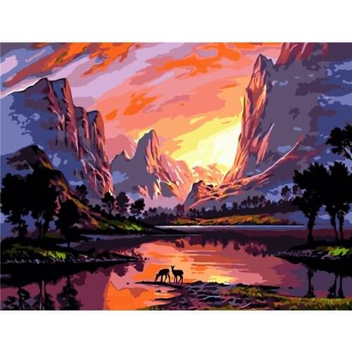 Celestial Love Flower Street Frame Painting By Numbers Canvas Colouring Landscape Handpainted Artwork Diy Gift Wall Home Decor