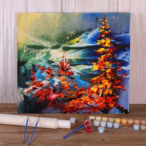 Landscape Winter Cold DIY Paint By Numbers Package Acrylic Paints 50*70 Paiting By Numbers Wall Decoration Crafts Handiwork