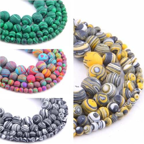 Natural Matte Color Malachite beads green pink yellow black Malachite stone bead natural loose stripe stone beads jewelry making