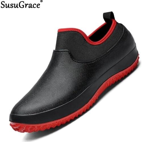 Susugrace Non-slip Work Chef Shoes Casual Flat Waterproof Oil-proof Breathable Resistant Kitchen Hotel Restaurant Medical Loafer