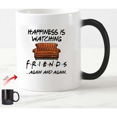 New Hot Happiness Is Watching Friends Again and Again Coffee Mug Tea Cup Funny Friends TV Show Mugs Cups Cool Ceramic Gifts 11oz
