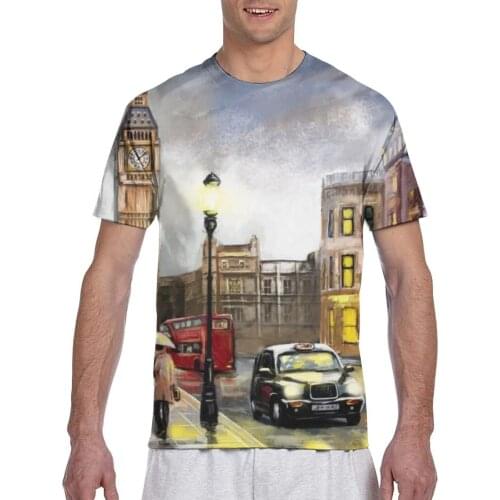 New Arrive Popular Street View Of London Oil Painting Tshirt Men t-shirt Harajuku Style T shirt Summer Tops