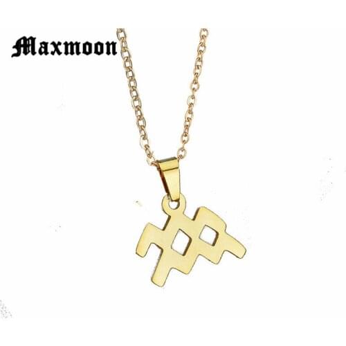 Maxmoon Aquarius Necklace Signs 12 Star Zodiac Constellation Necklace Horoscope Astrology Disc Starry Sky Galaxy Necklaces