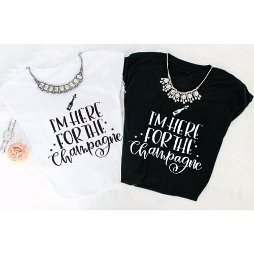 Pastel Aesthetic Simple Casual Tops Shirt Here for The Champagne Years T-Shirt 2021 Women Unisex Grunge Tumblr Tee