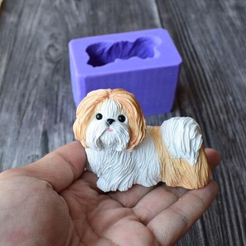 Pet Dog Shih Tzu Resin,Clay Molds Silicone Sugar Fondant Cake Decorating Moulds SQ18107