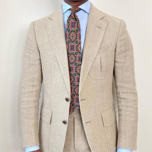 Jacket+Pants) Classic Vintage Light Khaki 2 Piece Groom Tuexdos For Wedding Formal Prom Suit Party Evening Blazer Custom Made